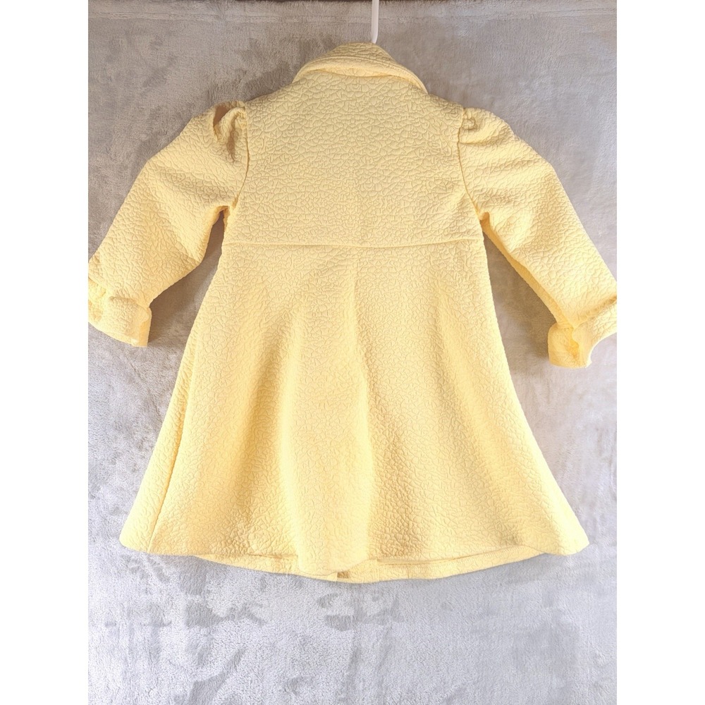 Girls 18M Yellow Textured‎ Coat Peter Pan Collar Button Front Lined Swing - Picture 7 of 8